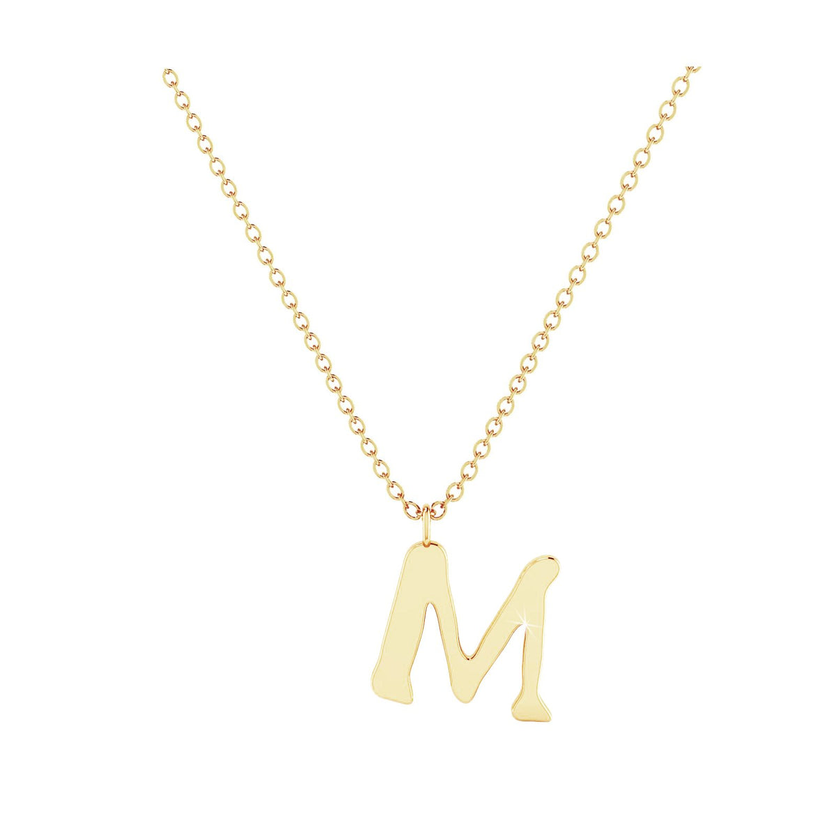 14K White Gold Natural Diamond Initial Necklace, Script Letter M Neckl –  LTB JEWELRY
